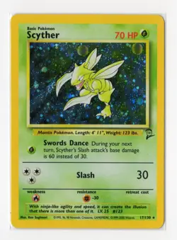 Pokemon Scyther Holo Base Set 2 017/130 NM WOTC Vintage - Image 1