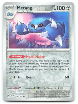 Metang SV05: Temporal Forces 114/162 Reverse Holo Pokemon NM - Image 1