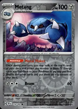 Metang TEF - 114/162 Pokemon NM EN Reverse Holofoil - Image 1
