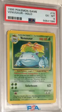 1999 WOTC Pokemon Game Original Base Set PSA 6 Venusaur HOLO #15 - Image 1