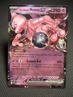 Team Rockets Mewtwo EX Black Star Promo SVP205 + Meowth + Giovanni Cosmos Holos - Image 4