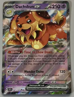 Pokemon Stellar Crown Dachsbun ex Stage 1 Double Rare HoloFoil #067/142 - Image 1