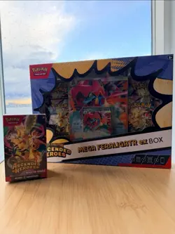 Pokemon TCG Ascended Heroes Mega Evolution Feraligatr Ex Box & Booster Bundle - Image 1