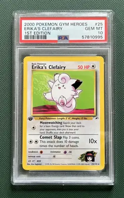 PSA 10 Pokemon TCG Erika's Clefairy Gym Heroes 25/132 Regular 1st Edition Rare - Image 1
