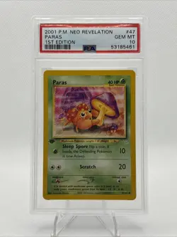 Pokemon Paras 47/64 2001 Neo Revelation 1st Edition Gem Mint PSA 10 - Image 1