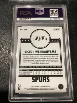 2023-24 Panini Nba Hoops #298 Victor Wembanyama PSA 8 NM-MT SPURS ROY FRANCE RC - Image 5