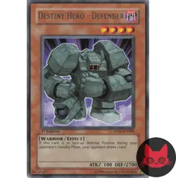 Yugioh Destiny HERO - Defender DP05-EN006 Rare 1st Edition LP - Image 1
