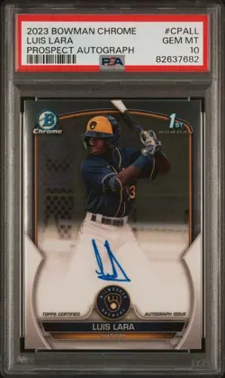 2023 1st Bowman Chrome Luis Lara Auto #CPA-LL PSA 10 Brewers - Image 1
