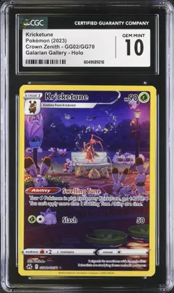 CGC 10 GEM MINT Kricketune GG02/GG70 Crown Zenith Galarian Gallery Holo Pokemon - Image 1