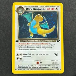 1st Edition Dark Dragonite 5/82 Team Rocket Holo Rare Pokemon Card - Image 1