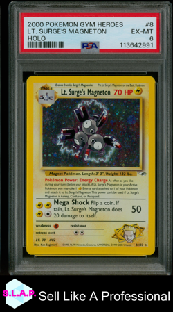 Lt. Surge´s Magneton Pokemon Holo Gym Heroes 8/132 2000 Englisch PSA 6 - Image 1