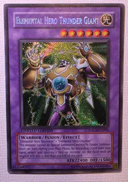 Yugioh Elemental Hero Thunder Giant EHC2-EN004 Secret Rare Limited Edition NM - Image 1