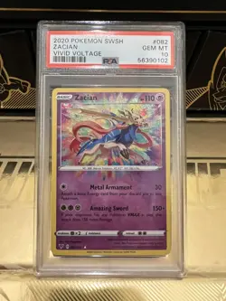 2020 Pokemon Vivid Voltage 082/185 Zacian - Amazing Rare PSA 10 GEM MINT - Image 1