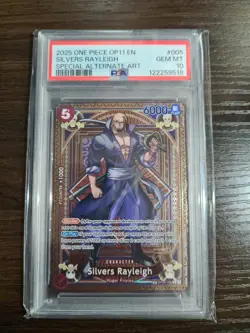 One Piece Card Game Silvers Rayleigh OP09-005 SP Alt Art PSA 10 English - Image 1
