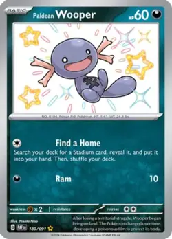 1x Paldean Wooper - 180/091 - Shiny Rare NM-Mint Pokemon SV04.5 - Paldean Fates - Image 1