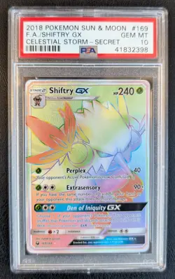 Pokemon TCG Shiftry GX Celestial Storm 169/168 Holo Secret Rare PSA 10 Low Pop - Image 1