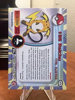 Raichu-26-1999 Topps Pokemon TV Animation-black Logo-NM - Image 2