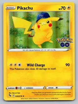 Pikachu 028/078 Holo Rare Pokemon GO Pokemon Near Mint - Image 1