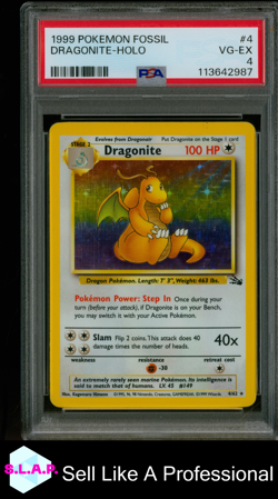 Dragonite Pokemon Holo Fossil 4/62 1999 Englisch PSA 4 - Image 1