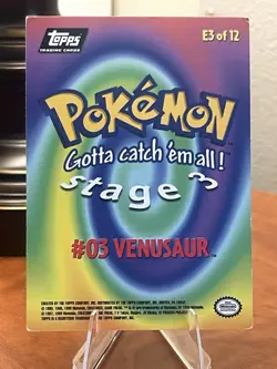 Venusaur-1999 Pokemon Topps Movie Evolution-regular-Black logo-E3 of 12-LP - Image 2