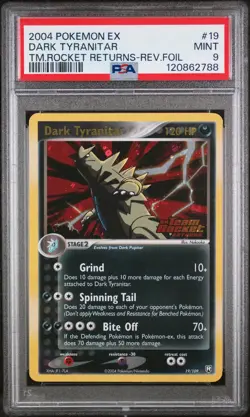 2004 POKEMON EX TEAM ROCKET RETURNS #19 DARK TYRANITAR-REVERSE FOIL PSA 9 - Image 1