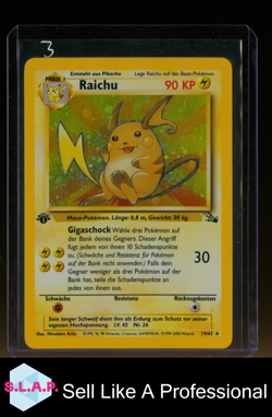 RAICHU POKEMON 14/62 2000 FOSSIL 1ST EDITION GERMAN HOLO - Image 1