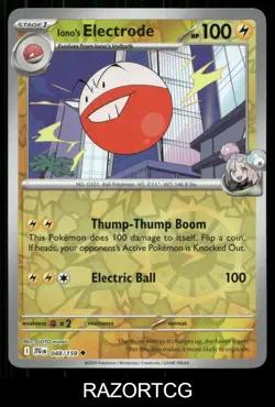 IONO'S ELECTRODE 048/159 UC JOURNEY TOGETHER POKEMON REVERSE HOLO NM/M - Image 1