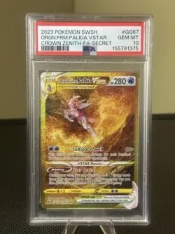 2023 Pokemon Crown Zenith Origin Forme Palkia VSTAR GG67/GG70 PSA 10 Gold Rare - Image 1