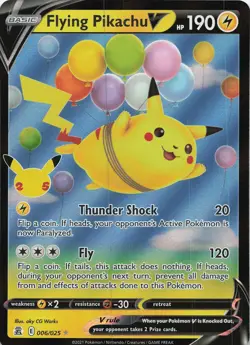 Flying Pikachu V 006/025 Holo V Rare Celebrations Pokemon Holo Lightly Played - Image 1