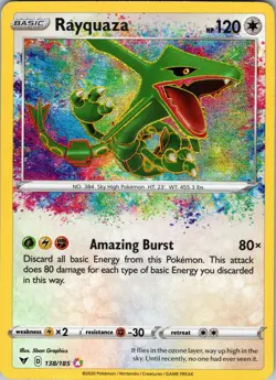 Rayquaza 138/185 Amazing Rare Vivid Voltage Pokemon Holo Near Mint - Image 1