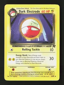 Dark Electrode 34/82 Uncommon Team Rocket Pokemon Unlimited Moderately Played - Image 1