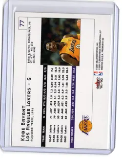 2001-02 Fleer Premium Kobe Bryant #77 Los Angeles Lakers Black Mamba - Image 2