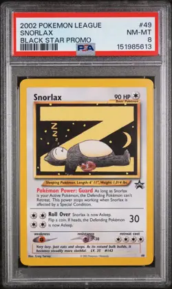 Pokemon TCG 2002 Pokemon League Snorlax Black Star Promo #49 PSA 8 - Image 1