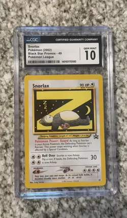 Pokemon 2002 Snorlax #49 League Promo Black Star Promo Gem Mint CGC 10 - Image 1
