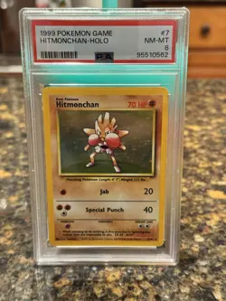 1999 Pokemon TCG Hitmonchan Base Set Holo Unlimited 7/102 PSA 8 English - Image 1