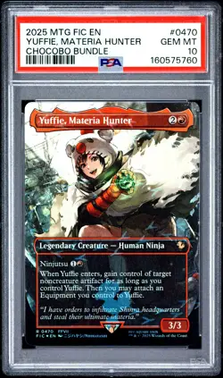 2025 MTG FINAL FANTASY COMMANDER CHOCOBO BUNDLE YUFFIE, MATERIA HUNTER PSA 10 - Image 1