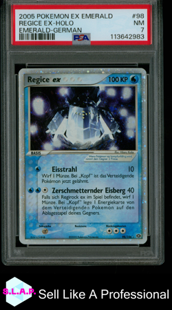 Regice ex Pokemon Holo Emerald 98/106 2005 Deutsch PSA 7 - Image 1