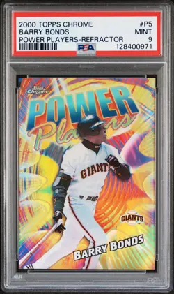 2000 TOPPS CHROME POWER PLAYERS REFRACTOR #P5 BARRY BONDS PSA 9 - Image 1