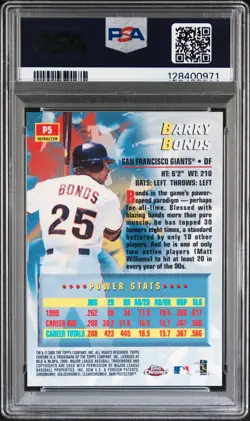 2000 TOPPS CHROME POWER PLAYERS REFRACTOR #P5 BARRY BONDS PSA 9 - Image 2