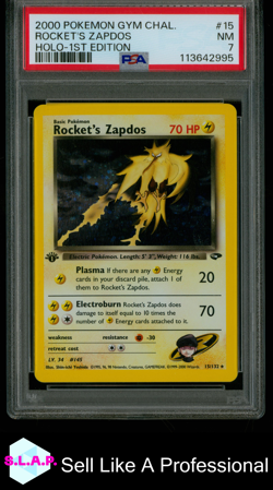 Rocket´s Zapdos Pokemon Holo Gym Challenge 15/132 2000 Englisch PSA 7 - Image 1