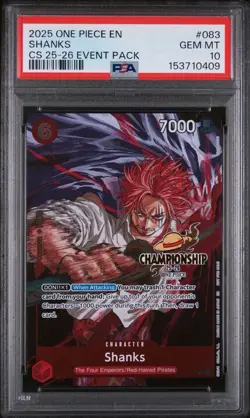 One Piece CS Event Pack Shanks #P-083 Championship 25-26 Stamped Promo PSA 10 💎 - Image 1