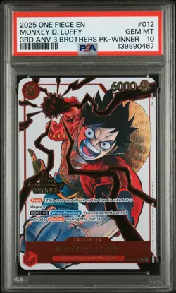2025 ONE PIECE 3RD ANNIVERSARY TOURNAMENT 3 BROTHERS PACK MONKEY D. LUFFY PSA 10 - Image 1