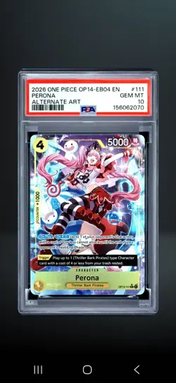 2026 ONE PIECE OP14-EB04-THE AZURE SEA'S SEVEN #111 PERONA ALTERNATE ART PSA 10 - Image 2