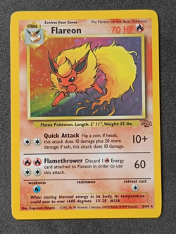 Pokemon TCG Flareon 3/64 Jungle Holo Rare Card Vintage WOTC - Near Mint NM - Image 1