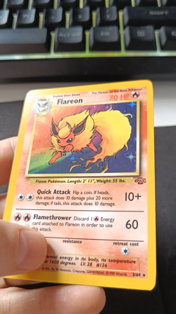 Pokemon TCG Flareon 3/64 Jungle Holo Rare Card Vintage WOTC - Near Mint NM - Image 2
