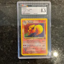 CGC 8.5 NM/Mint+ Flareon 1999 Jungle 1st Edition 3/64 Holo Pokemon Card Vintage - Image 1