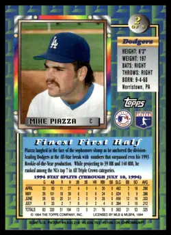 1994 Topps Traded Finest Inserts Mike Piazza Los Angeles Dodgers #2 - Image 2