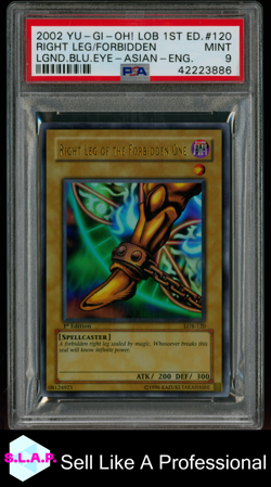 RIGHT LEG OF THE FORBIDDEN ONE YU-GI-OH! HOLO LOB-120 2002 ENGLISH PSA 9 - Image 1
