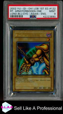 RIGHT ARM OF THE FORBIDDEN ONE YU-GI-OH! HOLO LOB-122 2002 ENGLISH PSA 9 - Image 1
