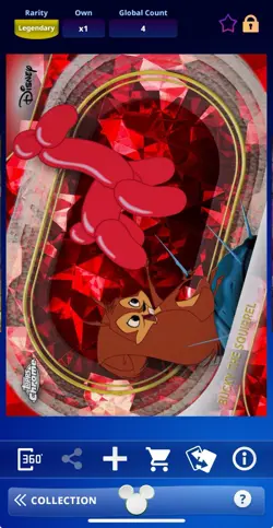 DIGITAL TOPPS DISNEY Bucky The Squirrel CHROME SAPPHIRE LEGENDARY RED /5 Read - Image 1